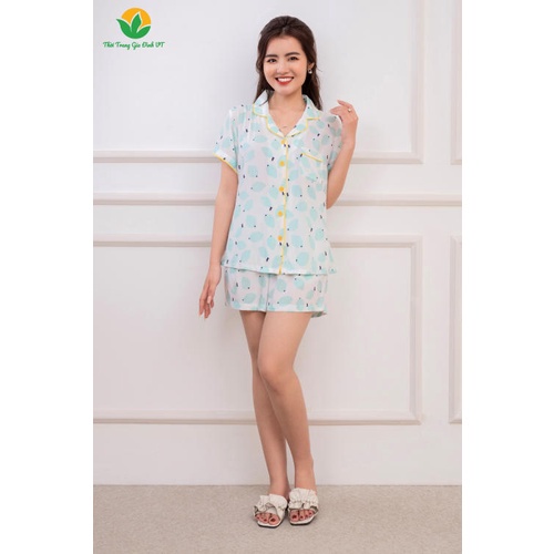 Bộ lanh nữ quần đùi áo cộc tay Pijama B03.2210 - Thời trang gia đình VT ⚡