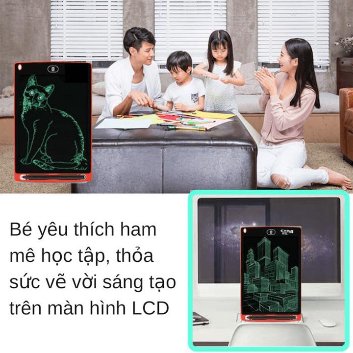 [Hàng Cao Cấp] Bảng Viết Vẽ Điện Tử Tự Xóa Thông Minh Màn LCD Cho Bé