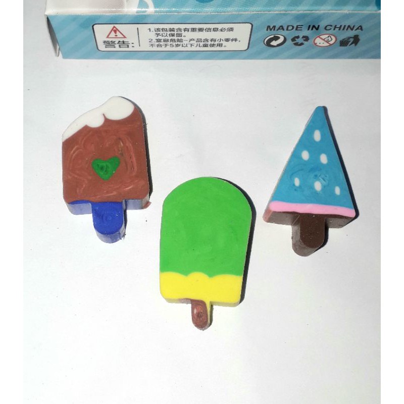 Sét 3 viên gôm tẩy hình cây kem ngộ nghĩnh siêu dể thương
