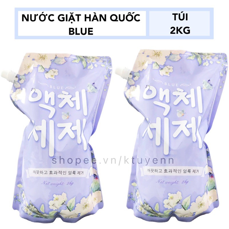 NƯỚC GIẶT BLUE HÀN QUỐC TÚI 2KG THƠM NHƯ HOA - SỈLẺLONGBIÊN