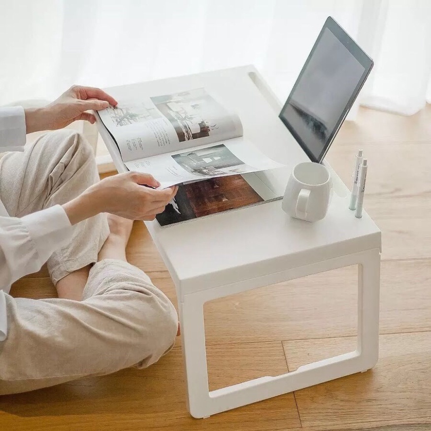 bàn gấp gọn nhựa Việt Nhật, bàn học gấp gọn có khe để ipad ống cắm bút