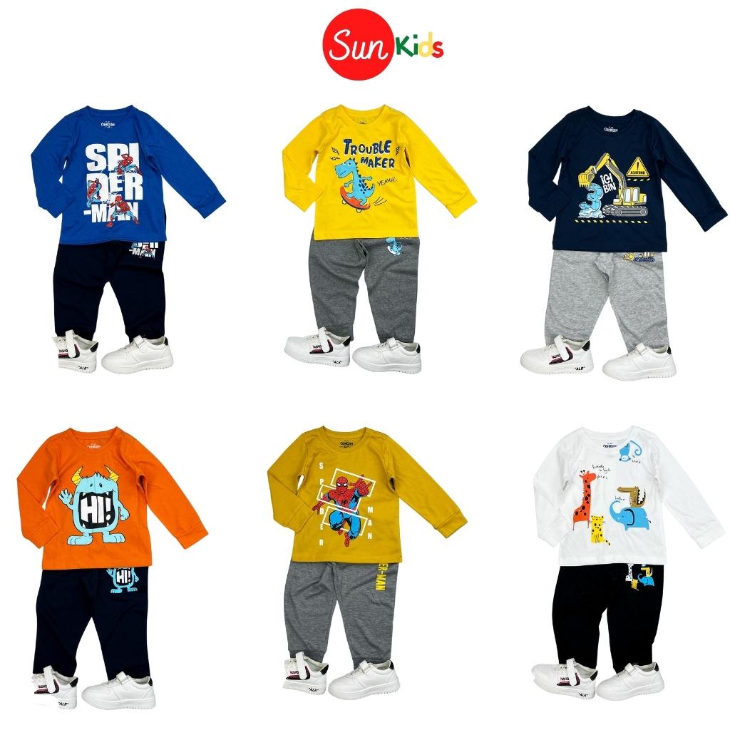Bộ thu đông bé trai, đồ bộ cho bé trai, chất cotton mềm mát, nhiều màu, size 2-7 - SUNKIDS