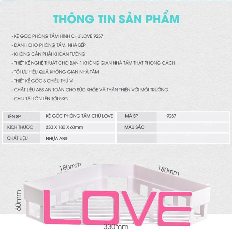 [Free Ship] Kệ góc nhà tắm chữ LOVE hút chân không siêu kute