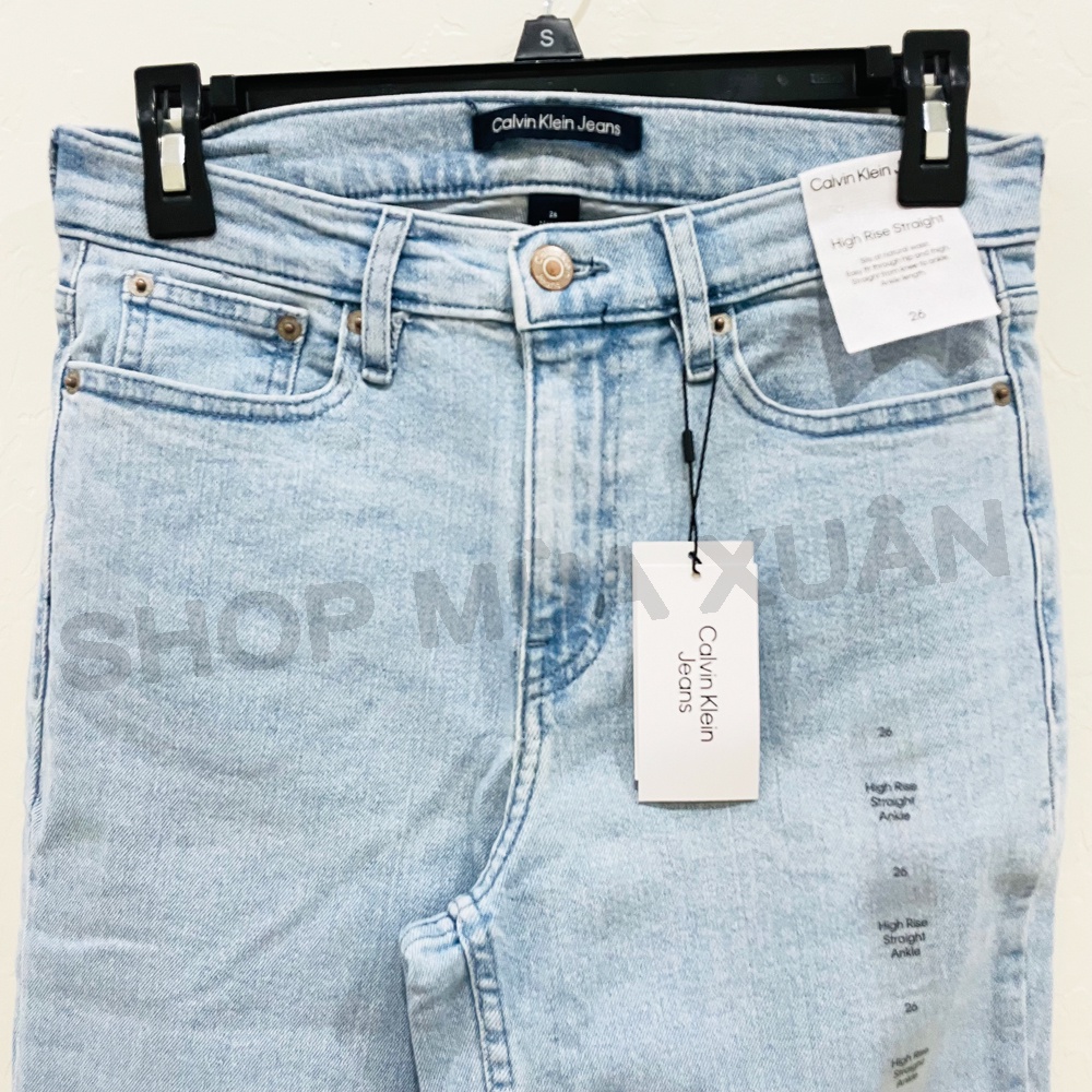 Quần jeans nữ Calvin Klein Jeans High Rise Straight - Light Blue