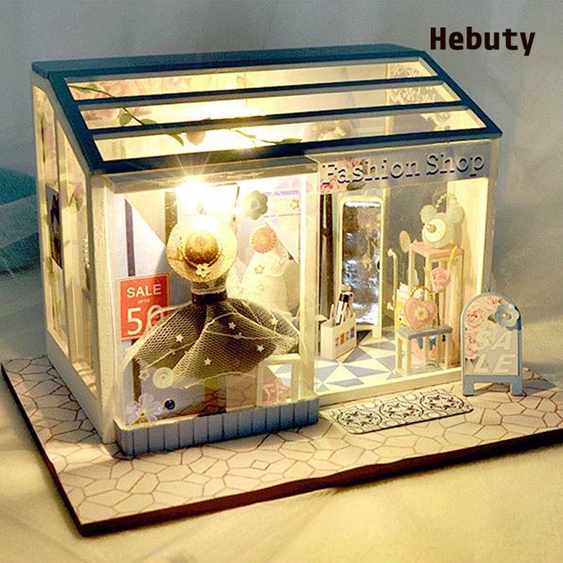 [Home & Living]3D DIY Wood Miniature Doll House Fashion Shop Furniture Gift beauty studio