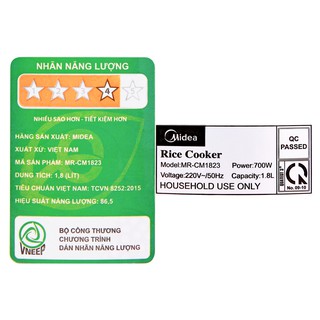 Nồi cơm điện Midea 1.8 lít MR CM1823