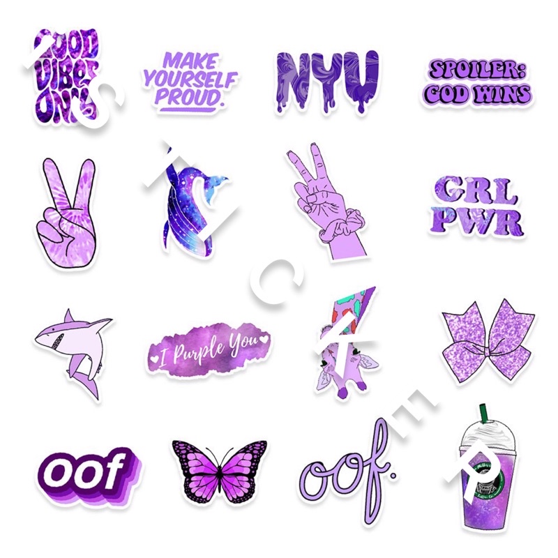 Sticker tím VSCO PURPLE chất liệu pvc nhám cao cấp chống thấm dán xe, vali, laptop, mũ BH, điện thoại...