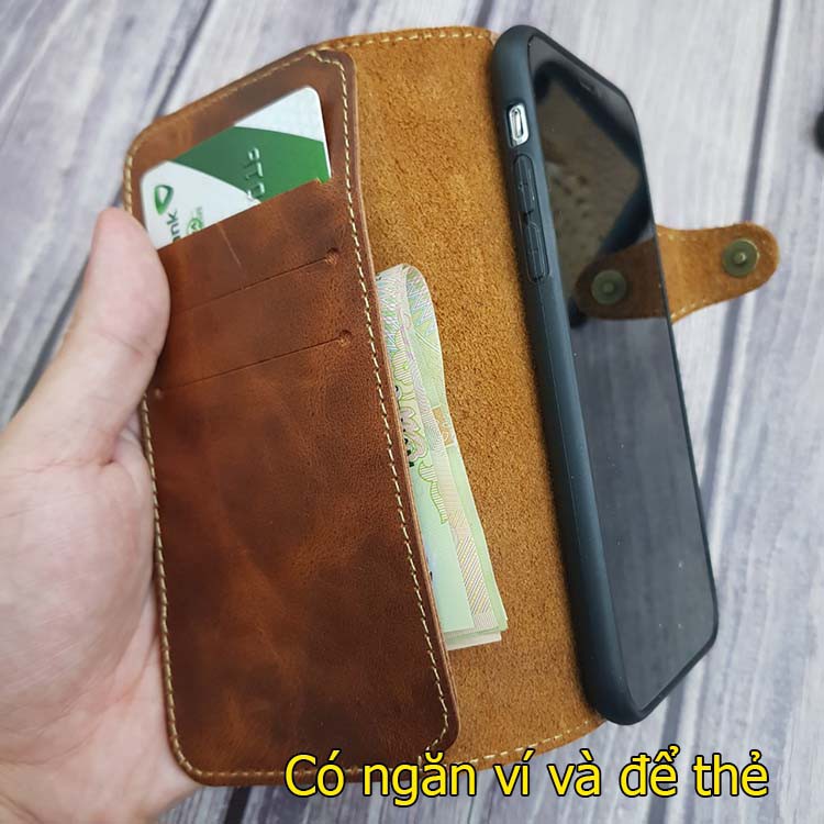 Bao da iPhone XS Max / XS da bò dạng ví cao cấp ( có dây ) | BigBuy360 - bigbuy360.vn