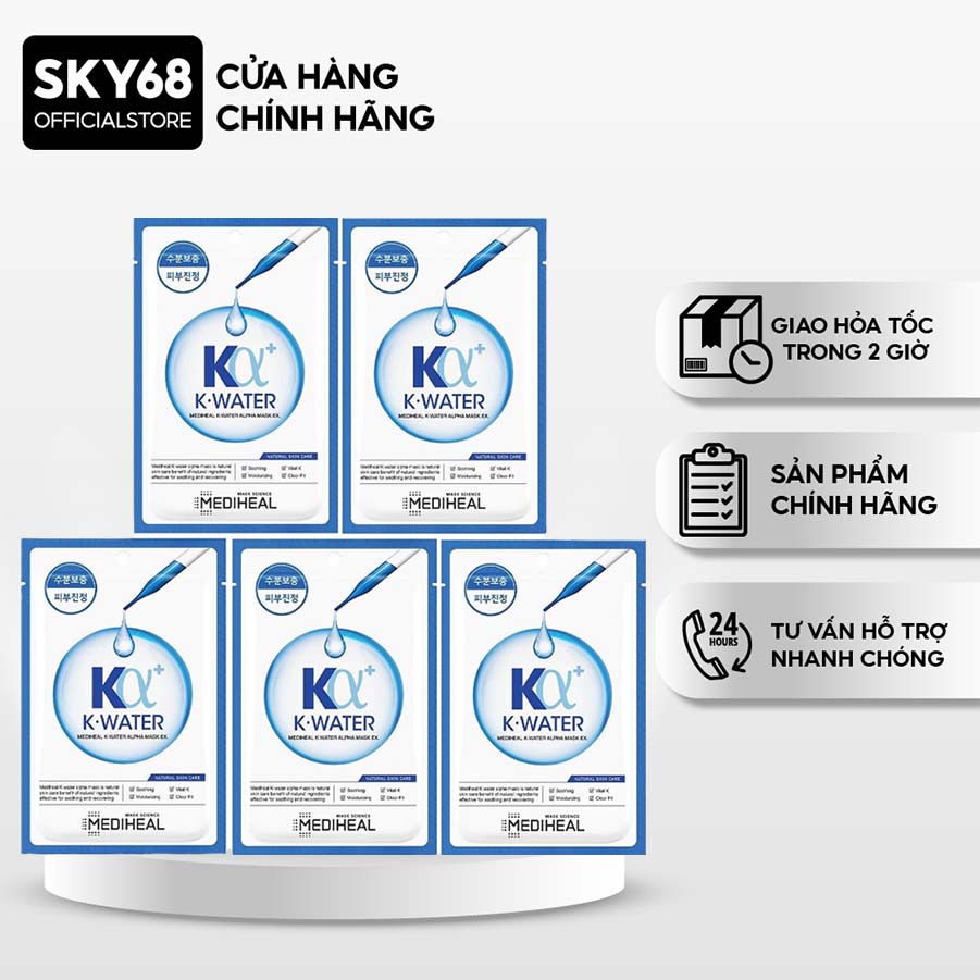 Combo 5 Mặt Nạ Cấp Ẩm Chuyên Sâu Dành Cho Da Khô Mediheal K.Water Alpha Mask Ex 23ml x 5
