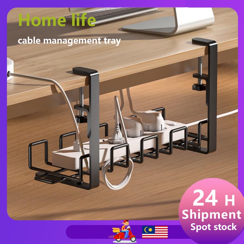 Khay Kẹp Dây Cáp Ẩn Dưới Bàn Không Cần Khoan Sắp Xếp Gọn Gàng