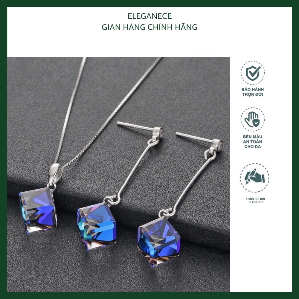 Khuyên Tai Bạc Mặt Đá Pha Lê Swarovski