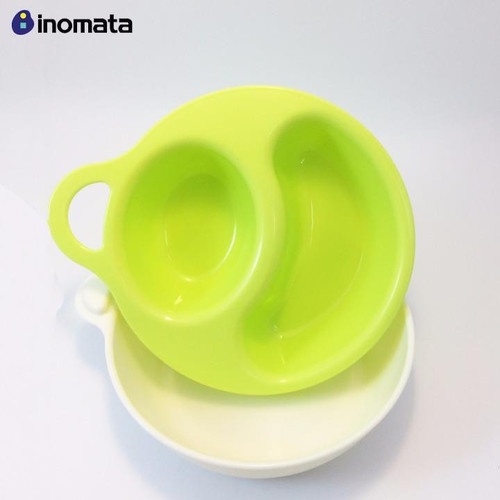 Bát ăn dặm chia ngăn 2in1 Inomata cho bé ăn dặm (xanh)