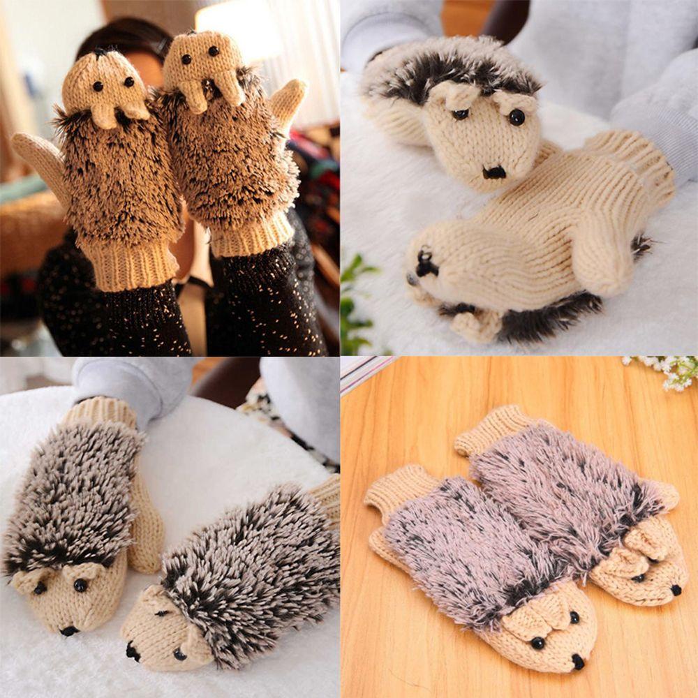 CONOPERY Găng Tay Giữ Ấm Hình Nhím Hoạt Hình 6 Màu Thời Trang Mùa Đông