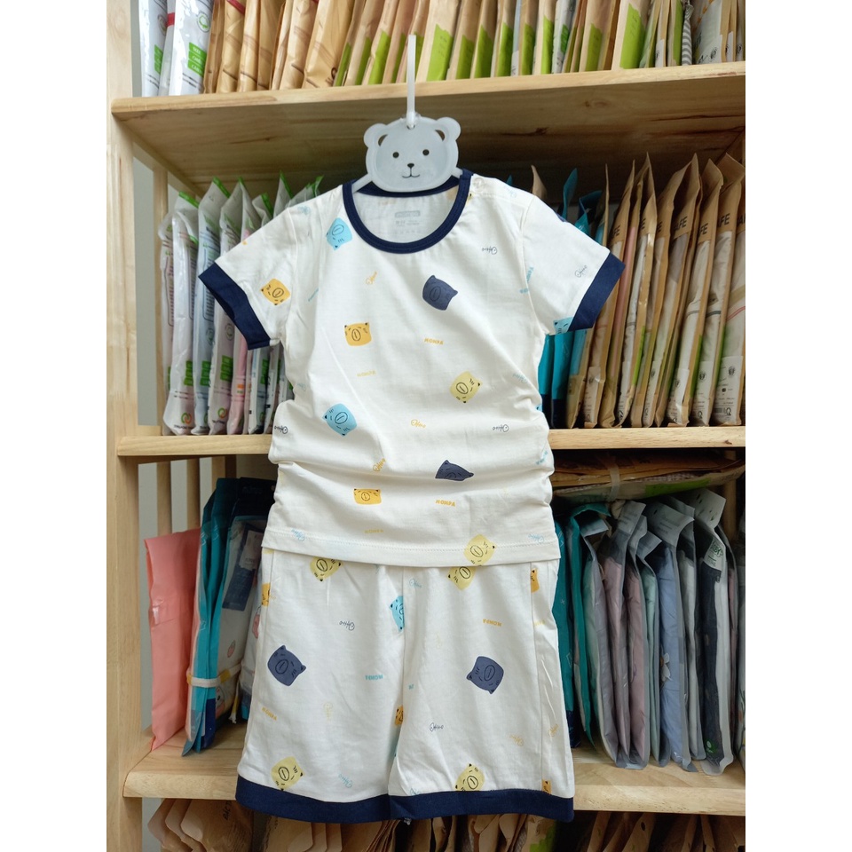 Bộ QA Mompa cộc tay cài vai vải Cotton thấm hút thoáng mát cho bé MP607,MP608