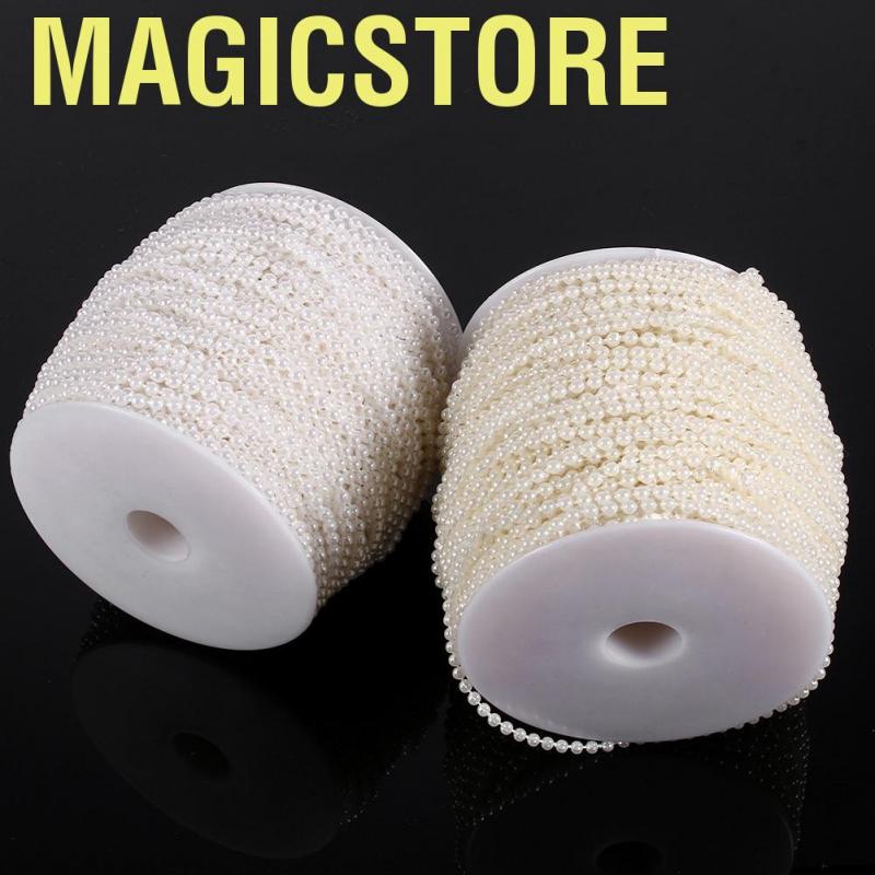 Magicstore 50M Roll 3mm Fishing Line Pearls String Beads Chain Garland Wedding Decoration Centerpieces(Beige+White)