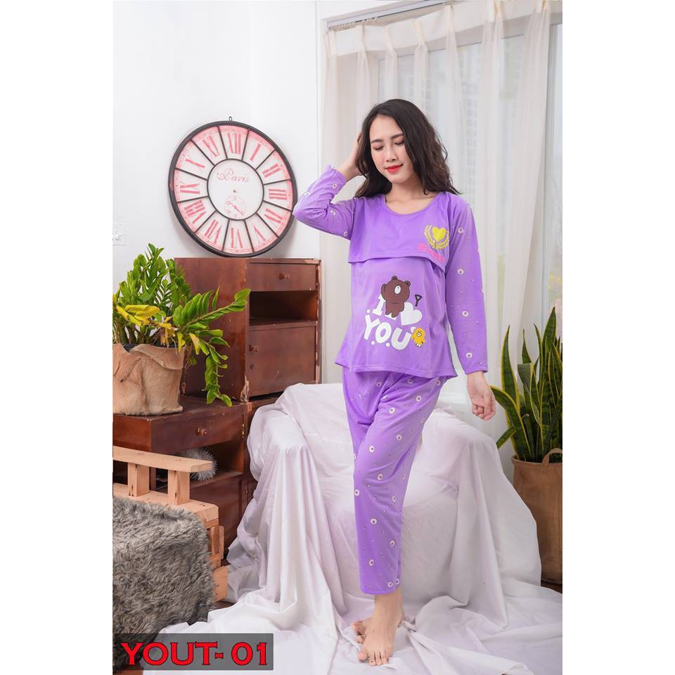 Bộ bầu gấu dài thiết kế 2 trong 1 cho bé bú