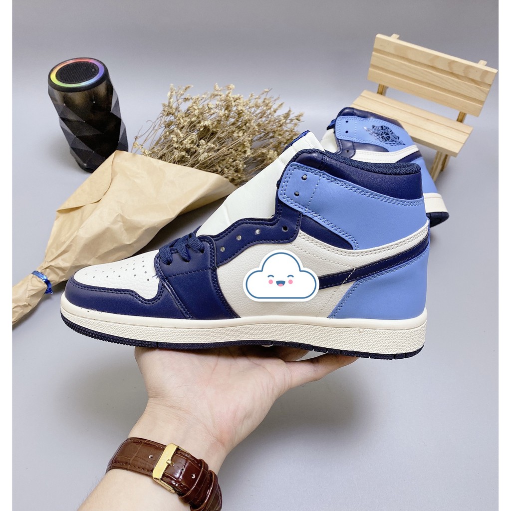 Giày sneaker nam nữ thể thao JD1 Hight xanh da trời. Tặng tất khử mùi