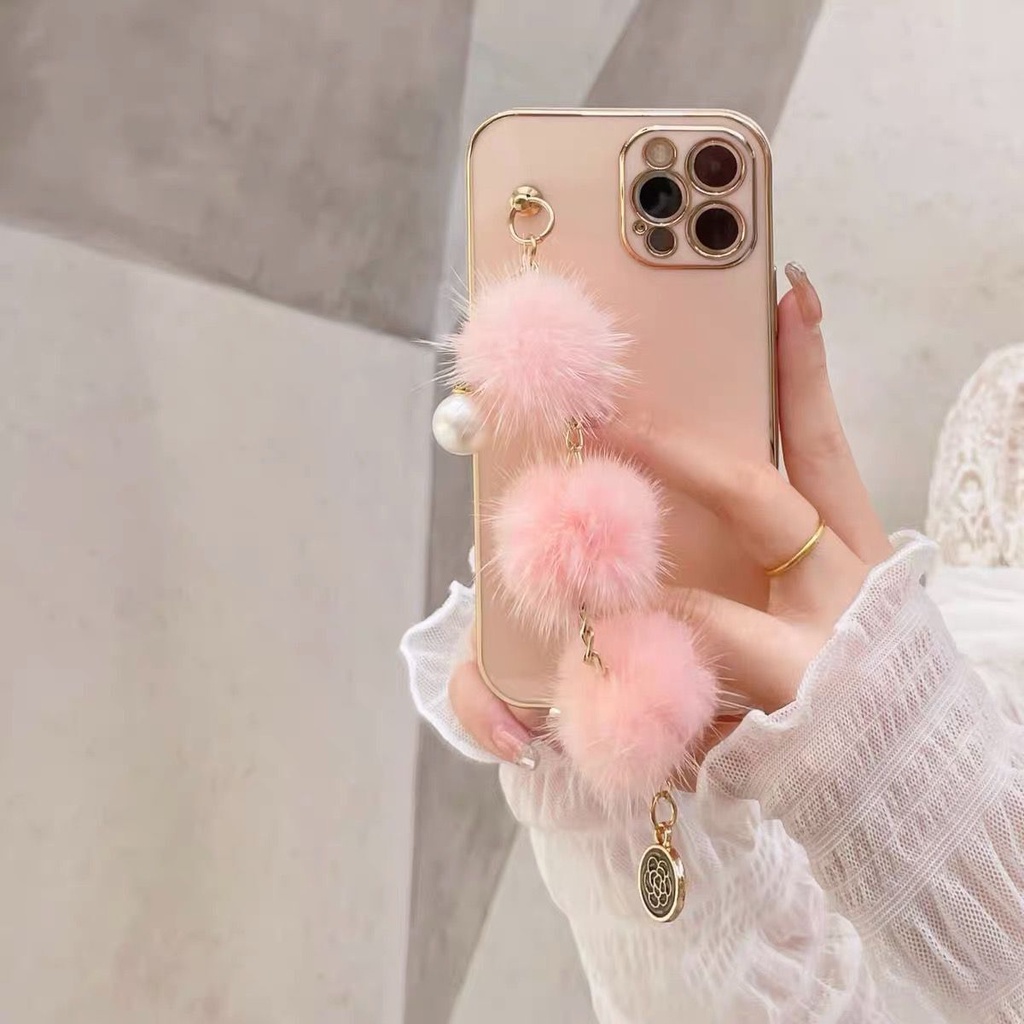 Ốp Điện Thoại Đính Hạt Mạ Điện Màu Hồng Cho Iphone 14 Pro Max 7 / 8 Plus Xr X / Xs Xs Max 11 12 Pro 13 12pro Max