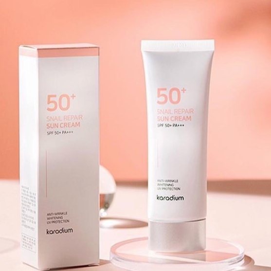 Kem chống nắng nâng tone hàn quốc / Kem Chống Nắng Karadium  Snail Repair Sun Cream SPF 50+ PA+++ 70mL