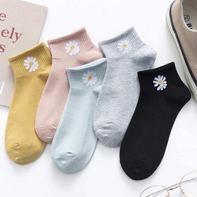 Set 10 Đôi Tất Cotton Hoa Cúc Siêu Hot Túi Rút