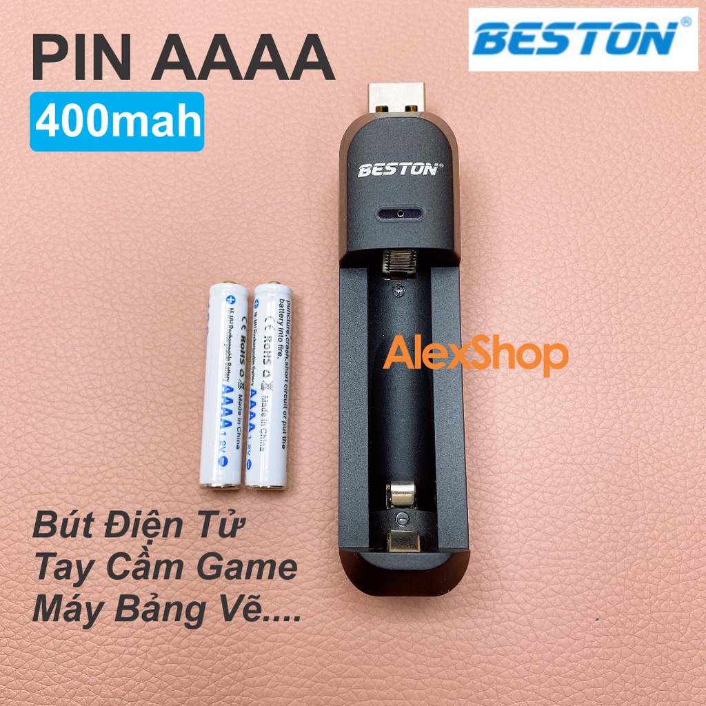 [Cả Bộ] 2 Pin Sạc AAAA Beston 400mah và Máy Sạc Đơn C8018