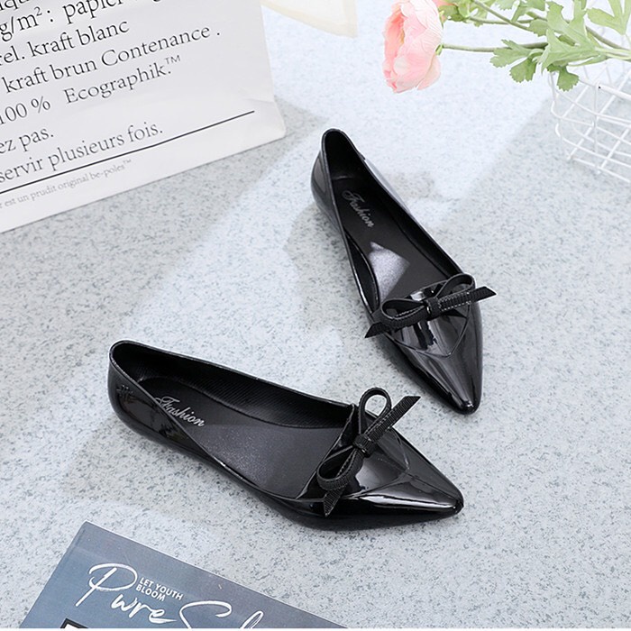 Giày nhựa cao su cao cấp bền đẹp đi nước thoải mái đế 3cm đính nơ cực xinh hàng chuẩn loại 1 GN13