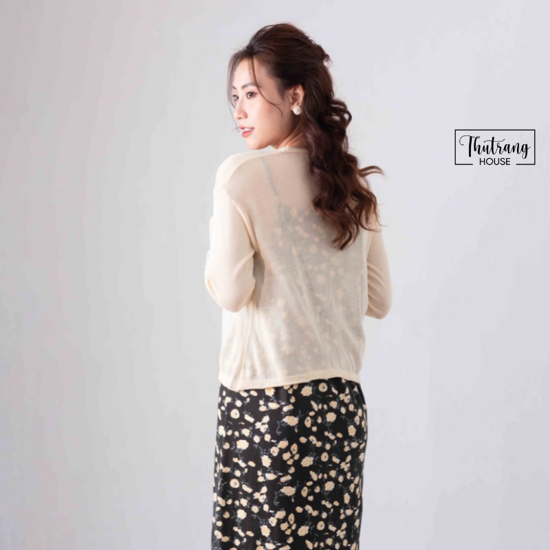 Áo len nữ khoác ngoài cardigan kiểu croptop tăm mỏng tay dài dệt kim cao cấp MSP468