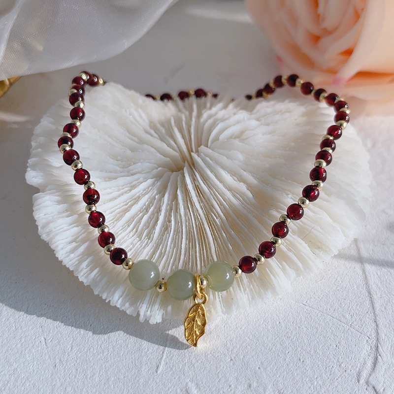 [Hàng Mới Về] Lắc Chân Đính Ngọc Bích Nhân Tạo Thương Hiệu Garnet Hetian Cho Nữ