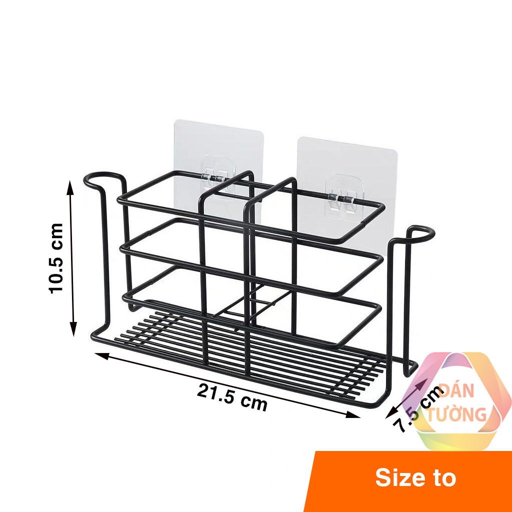 Kệ kem đánh răng, giá kệ để treo bàn chải đánh răng kim loại dán tường nhà tắm chống thấm cao cấp - K125