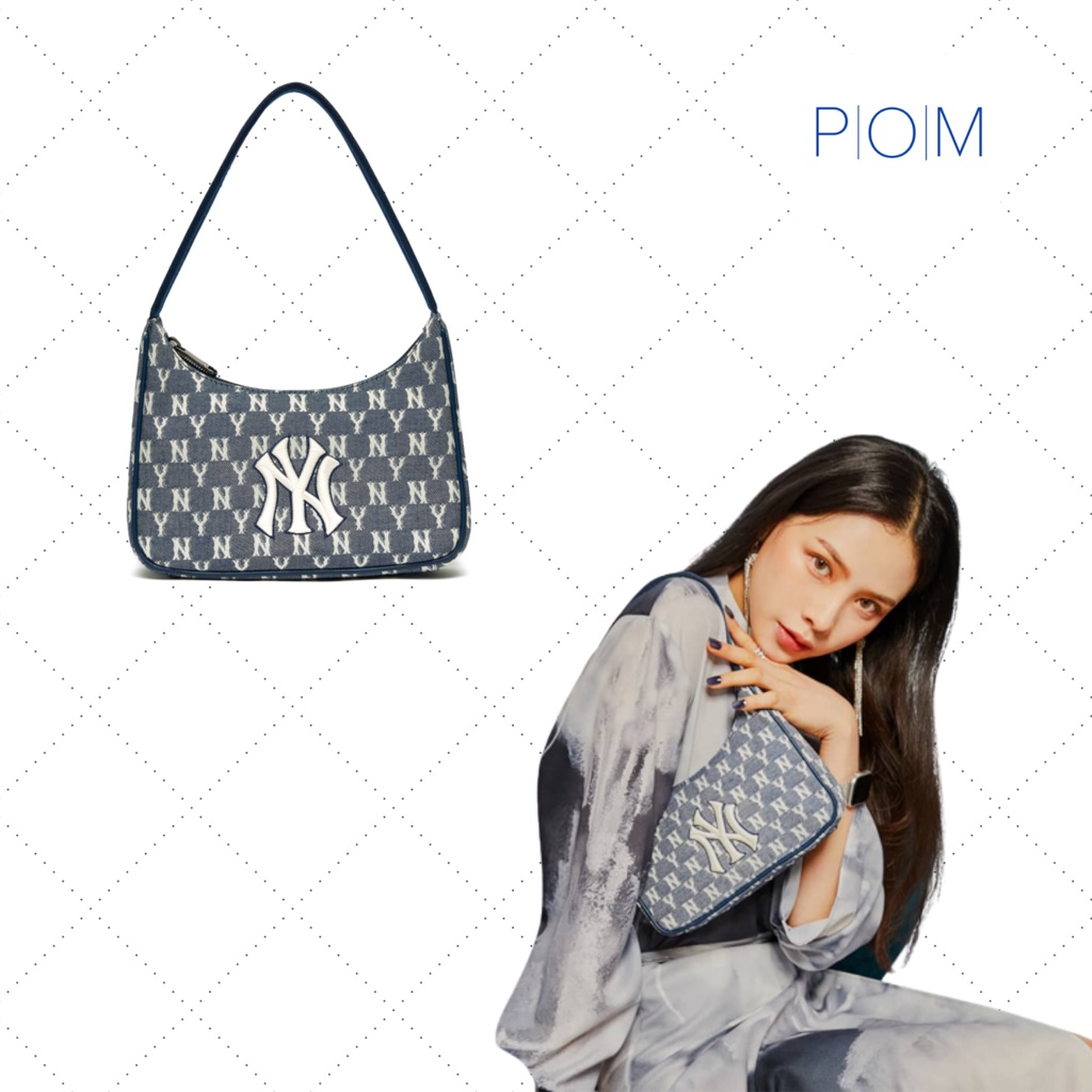 Túi kẹp nách NY túi xách nữ M.L.B NY Monogram Xanh Navy - Pom Store