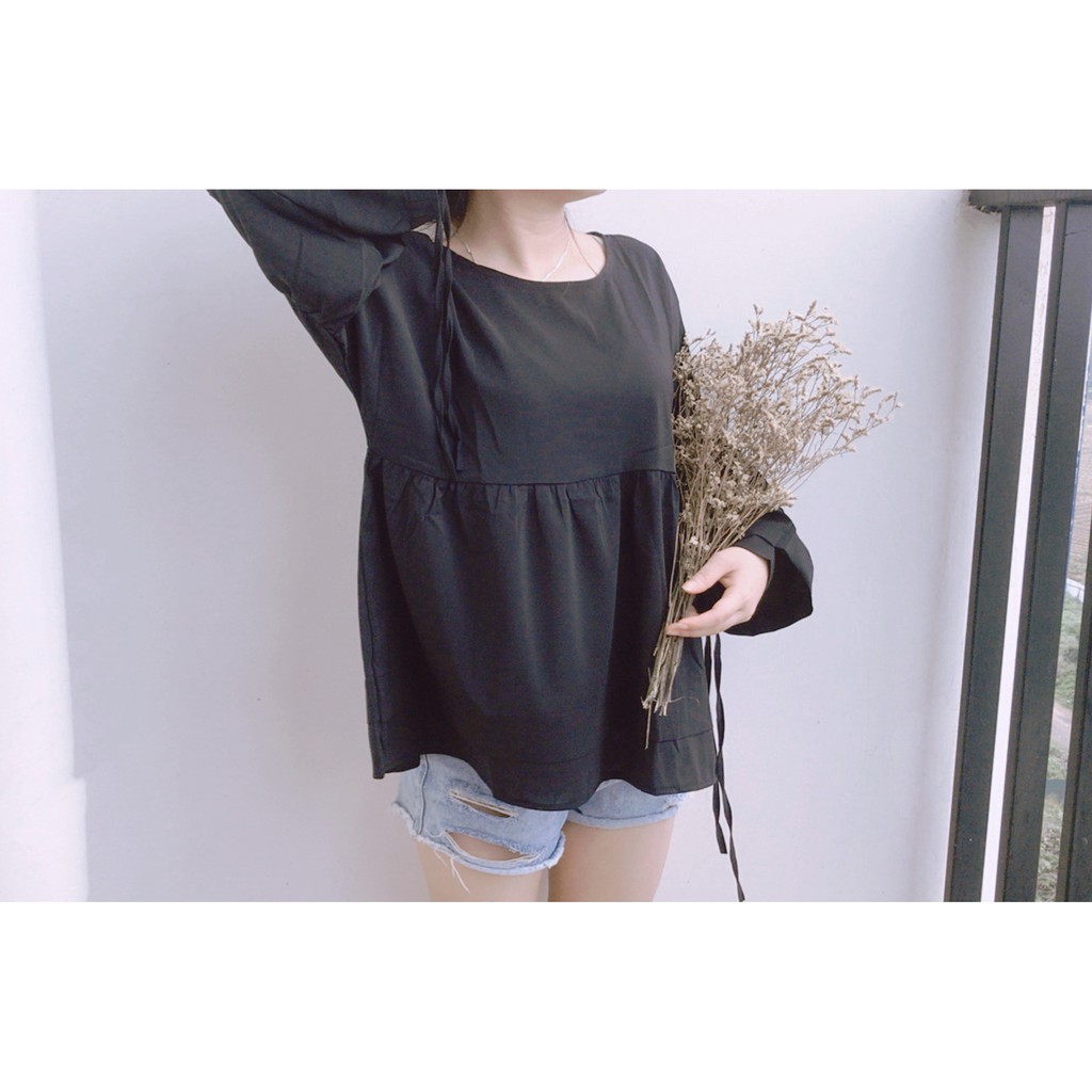 Áo babydoll xếp ly tay 2 màu