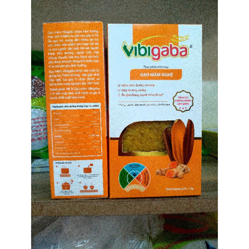 Gạo mầm Vibigaba nghệ hộp 1kg - Date mới