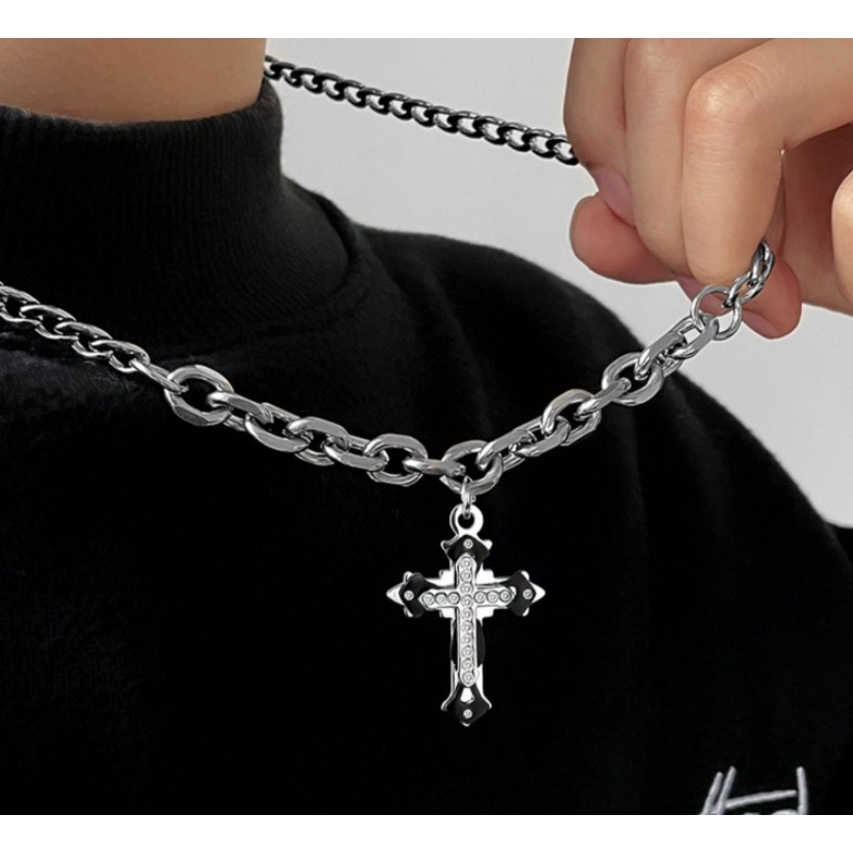 Vòng cổ Mặt Thánh Giá Đính Đá Phong Cách hip hop