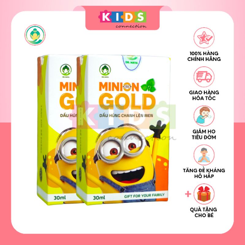 Combo 2 chai Dầu húng chanh Minion giảm ho, tiêu đờm, khò khè, tăng đề kháng 30ml