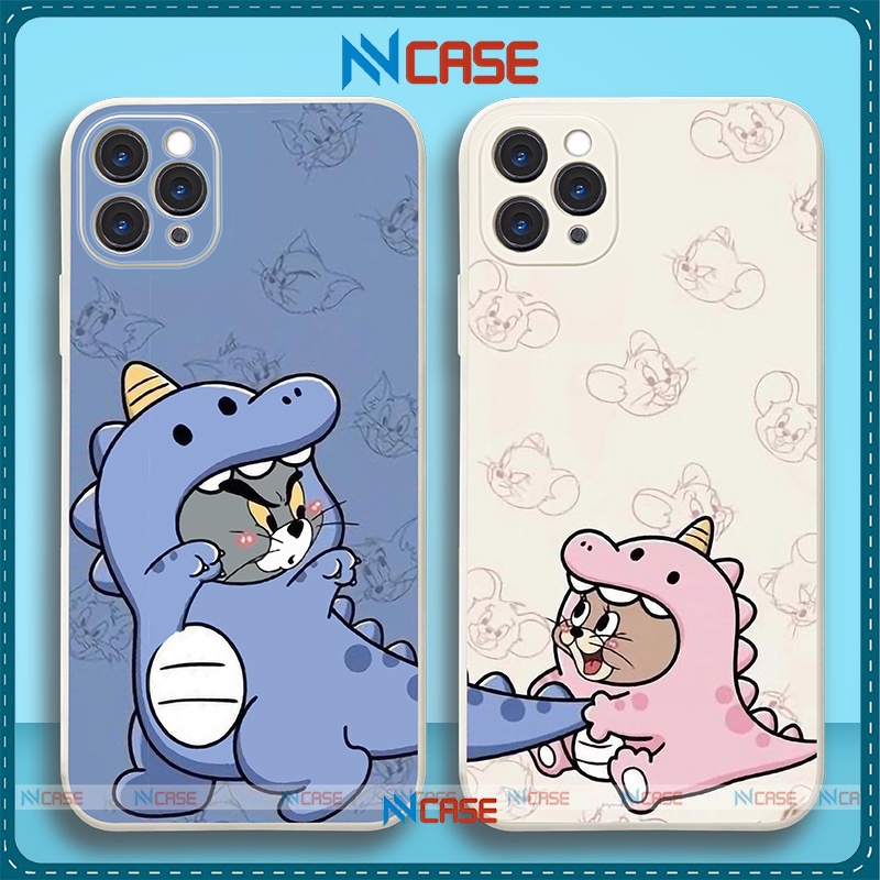 Ốp lưng iPhone Tom Jerry cạnh viền vuông silicon mềm dẻo bảo vệ camera iphone 6/6s/7/8/X/XS/Xr/11/12/13 Pro Plus Max
