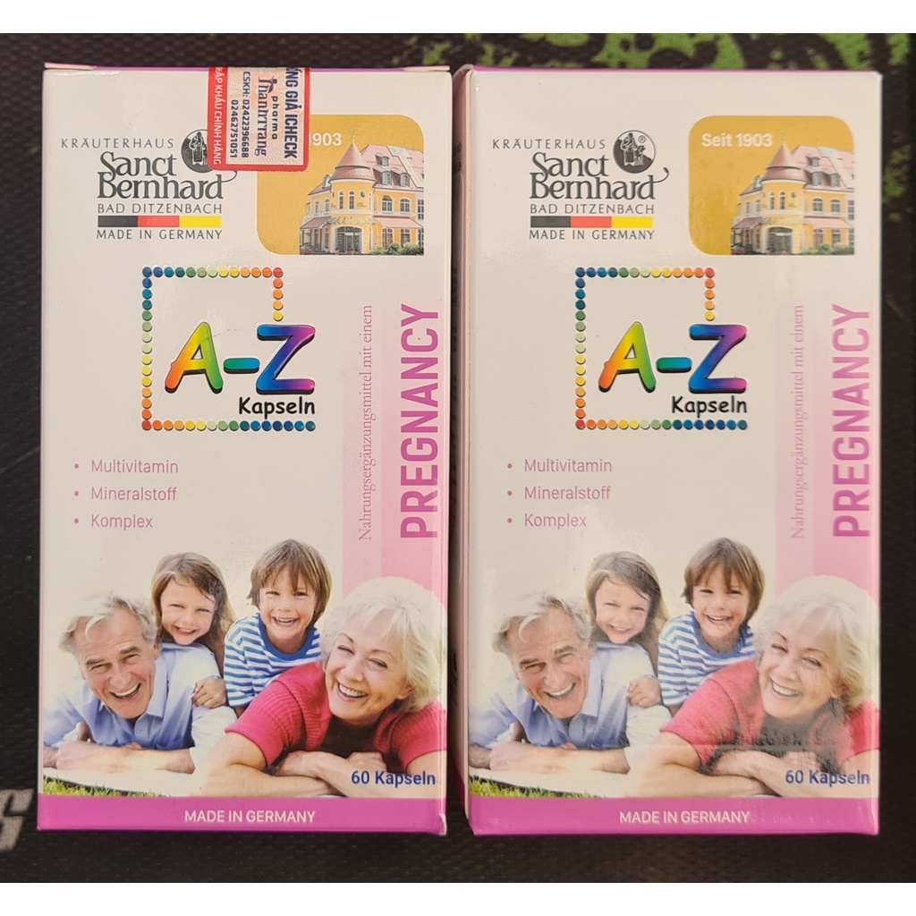 A-Z Kapseln (Lọ 60 viên) của Đức - Bổ sung vitamin thiết yếu cho phụ nữ trước và trong thời kì mang thai hoặc cho con bú