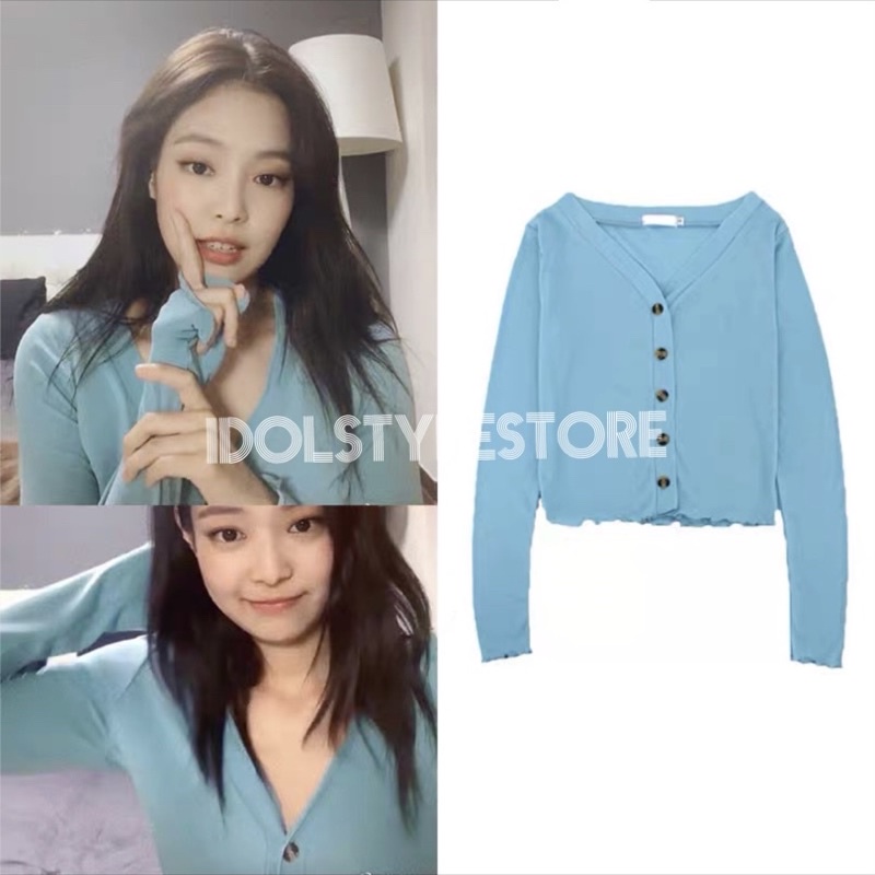 (kèm card BLackpink) áo croptop vải nhẹ nhàng của Jennie Blackpink