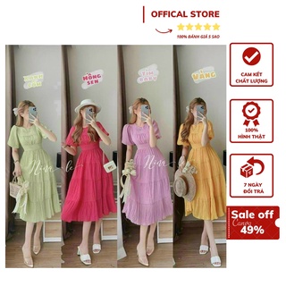 [Hàng Thiết Kế] Đầm Maxi Xốp Chỉ Nhiều Màu Tay Ngắn Xếp Tầng Thời Trang