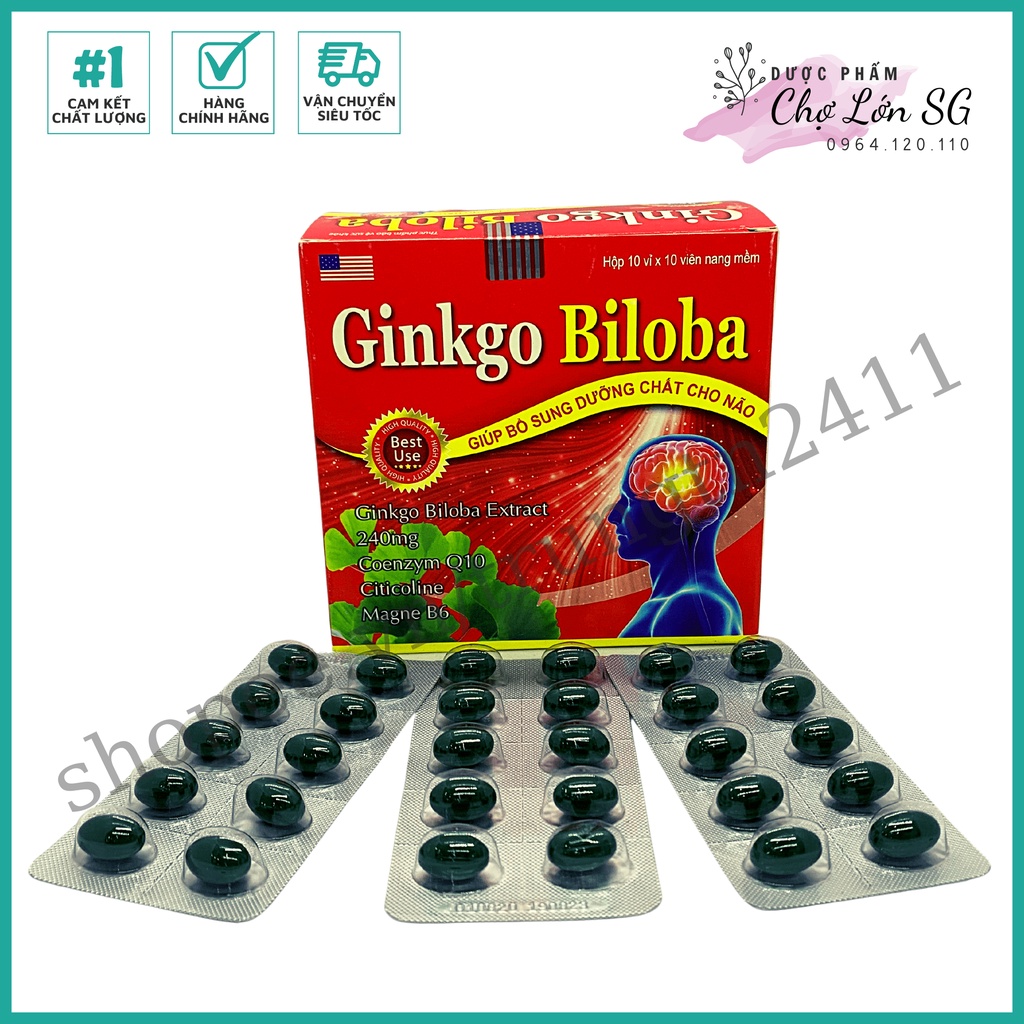 Hoạt huyết dưỡng não GINKGO BILOBA giúp bổ dung dưỡng chất cho não  - Hộp 100 viên