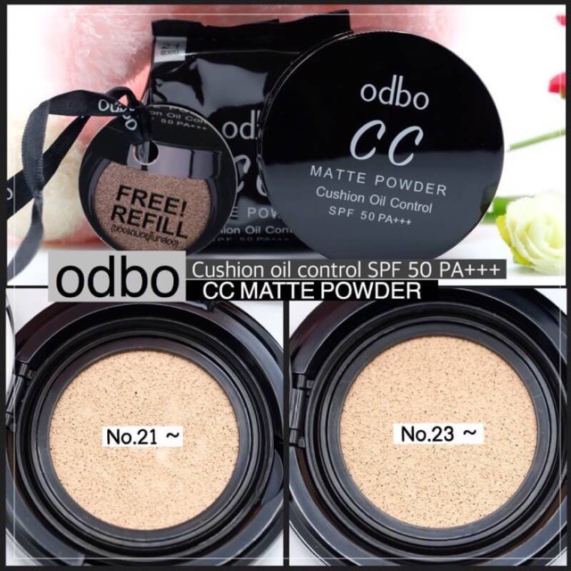 Phấn Nước CC Odbo Cushion Matte Powder Oil Control SPF 50 hàng Thái Lan (TẶNG 1 LỖI KEM)