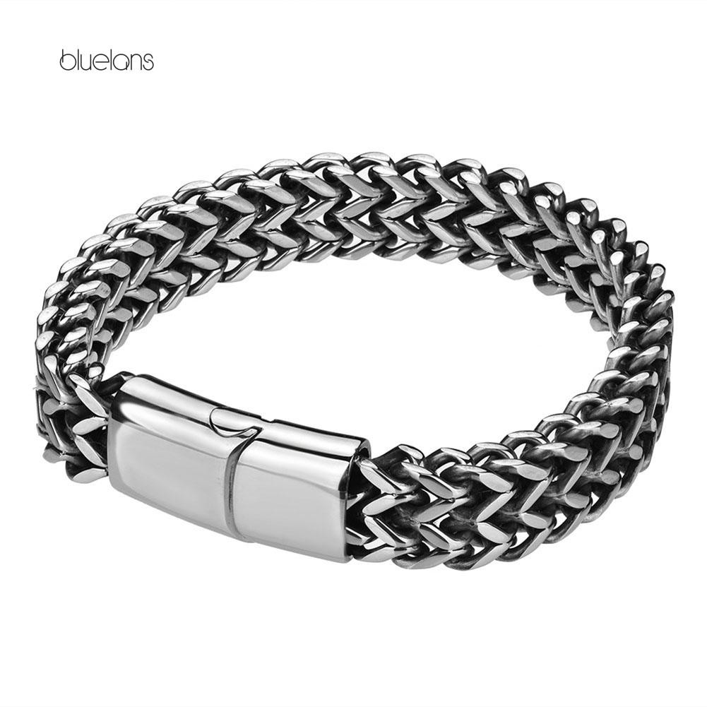 Vòng Đeo Tay Thép Titan Kiểu Dây Xích Có Khóa Nam Châm Cho Nam