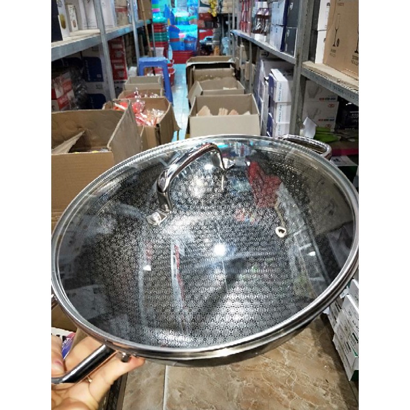 Chảo vân đá tổ ong chống dính hàn quốc hàng chính hãng 30cm
