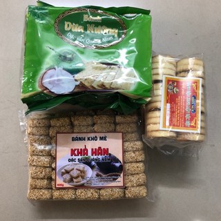 Combo Ăn Vặt 3 Bánh dừa nướng, 3 bánh đậu xanh, 2 bánh khô mè - Đặc sản Quảng Nam