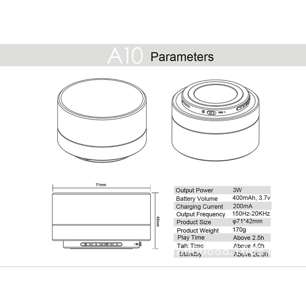 Loa Buetooth Mini Đèn Led Nháy Vỏ Nhôm A10 Âm Thanh Sống Động
