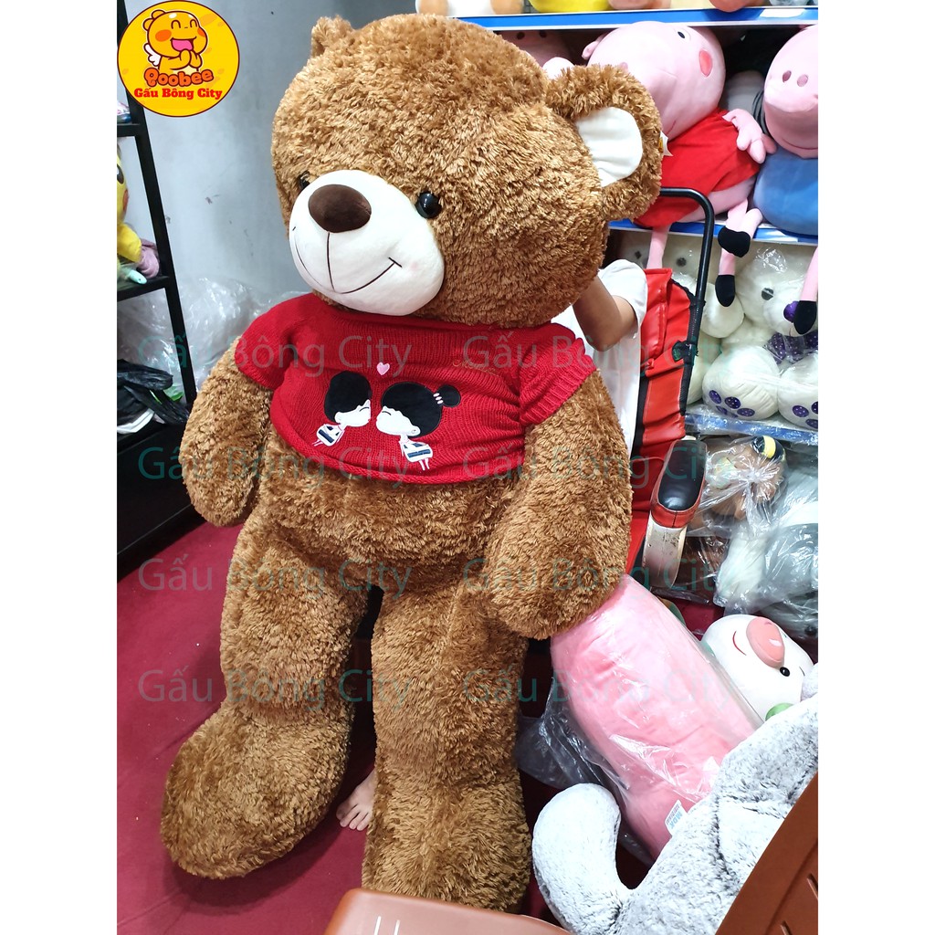 Gấu Bông Teddy Áo Len Đỏ Kiss To Đẹp Hàng Cao Cấp [Hình ảnh thật chụp tại shop size thực 147cm]