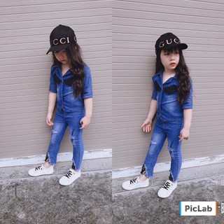Bộ quần áo bò dành cho bé gái siêu điệu đà 2018