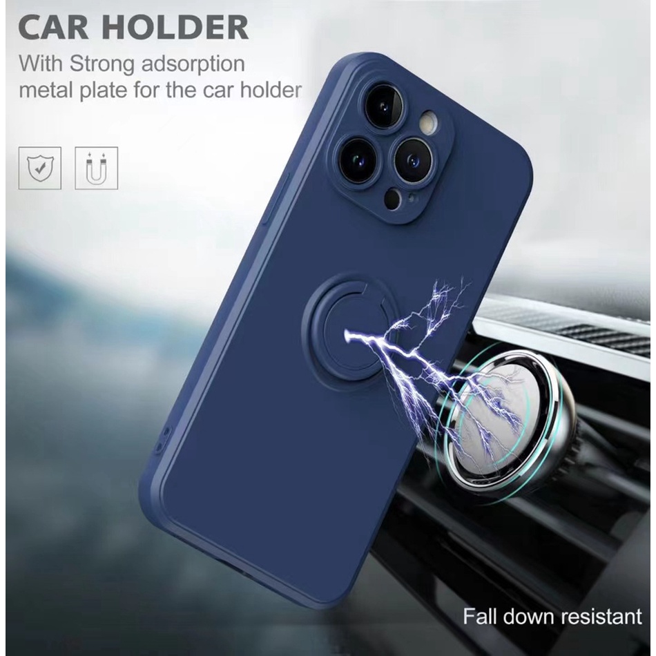 Ốp Điện Thoại Silicone Mềm Có Đế Đỡ Vòng Khuyên Từ Tính Cho iPhone 14 13 12 11 Pro MAX Mini X XS MAX XR 6 6S 7 8 Plus 12Pro 13Pro