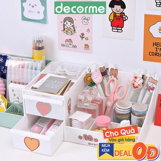 Kệ đựng mỹ phẩm đồ dùng đa năng decor trang trí 2 tầng nhiều ô