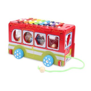 Đồ Chơi Gỗ – Xe Bus chở Hình Khối kèm Đàn Xylophone 8 thanh