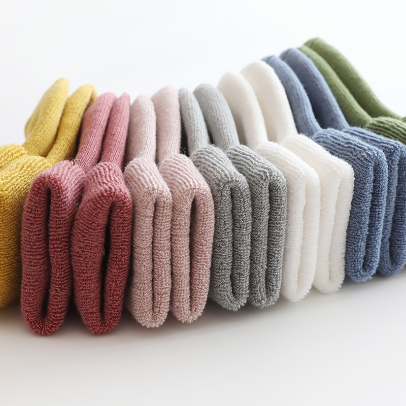 Vớ Cotton Dày Mềm Mại Nhiều Màu Giữ Ấm Chống Trượt Cho Bé